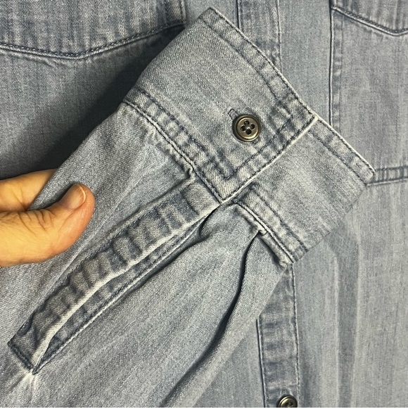 J Jill Denim Chambray Long Sleeve Shirt Button Women Small Blue Casual Career - Picture 3 of 7
